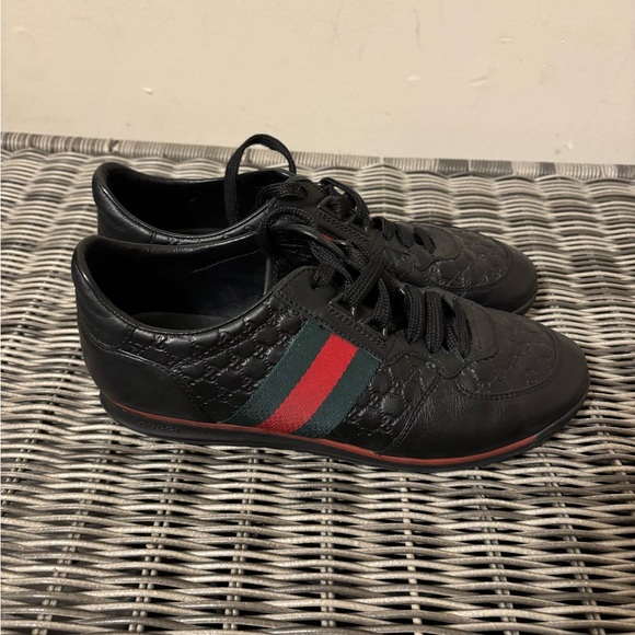 Gucci black Guccisimma leather sneakers preowned - Picture 3 of 10